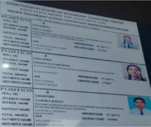 महासमुंद की संध्या नायक ने 10वीं में मारी बाजी, 12 वीं में रिया साहू टॉपर।